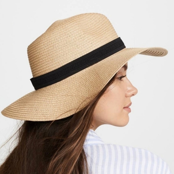 New MADEWELL Packable Wide Brimmed Straw Fedora Panama Summer Floppy Sun Hat M/L - Picture 6 of 6